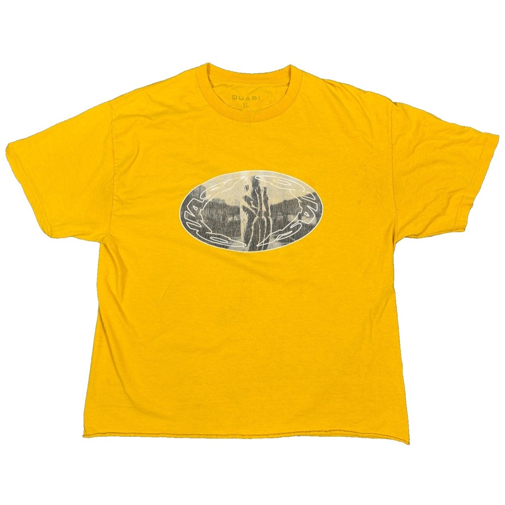 Quasi Skateboards T Shirt Men's XL Yellow Graphic Alien Y2K Style Read!